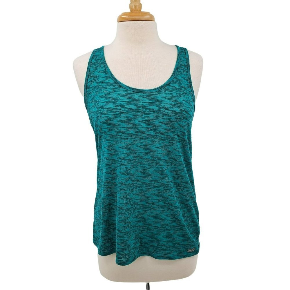 EXPCore Womens Blue Green Heathered Sleeveless Racerback Athletic Tank‎ Top Sz M